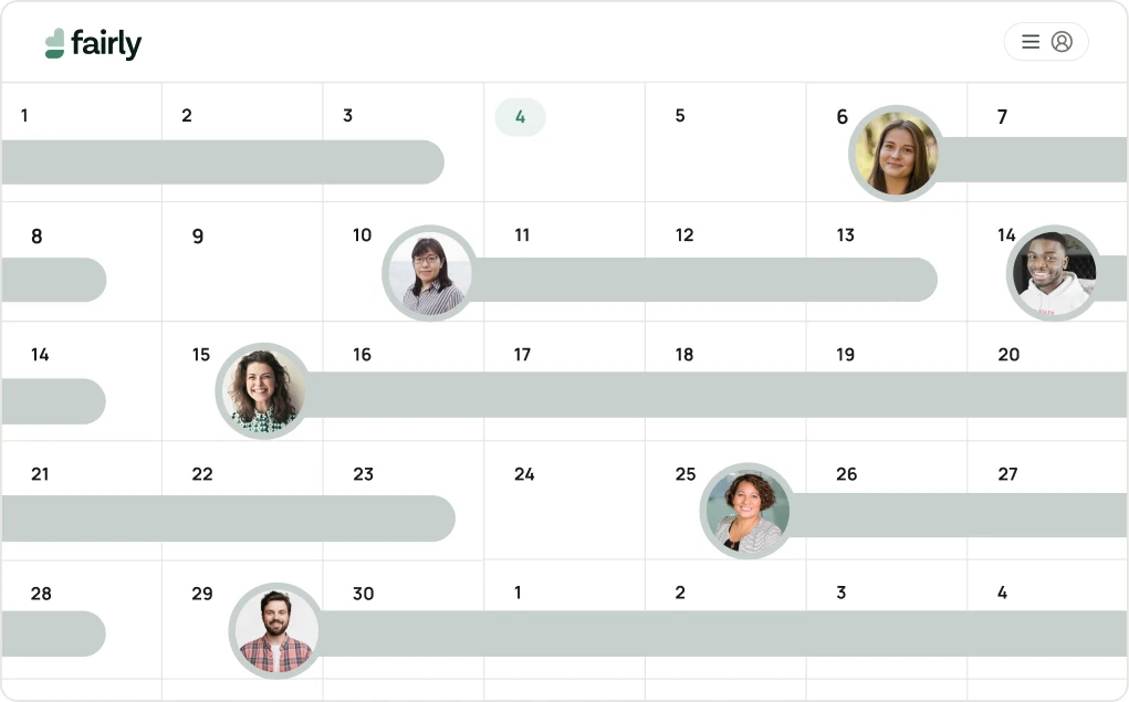 The Fairly calendar showing a month of reservations with the guests who booked them